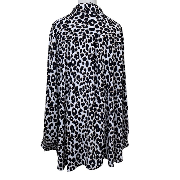 Susan Graver Stretch Leopard Print Tie Front Blouse Sz 28W - Picture 5 of 8
